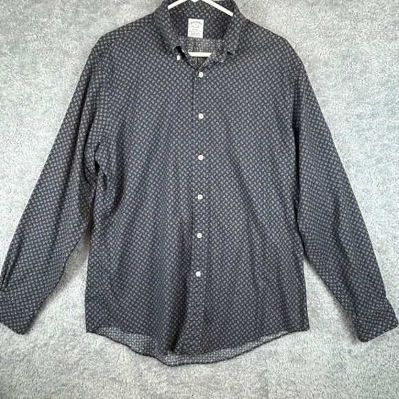 Brooks Brothers Regent Men's Long Sleeve Button Down Micro Paisley Print Size L - Picture 2 of 10